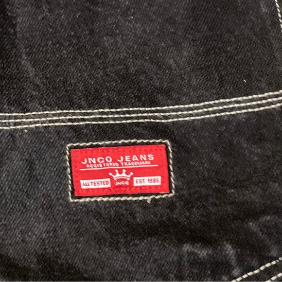 Vintage Y2K 90s JNCO Black Crown Logo Baggy Denim Shorts Size 29 Skater Grunge - Picture 7 of 13